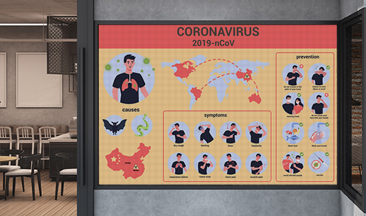 Precaution Perforated Window Signs  1 - Circleone