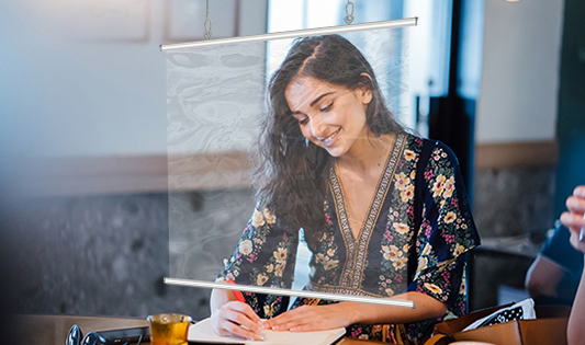 Hanging Sneeze Guard - Clear Vinyl  1 - Circleone